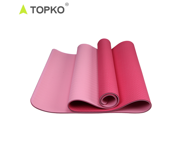 TOPKO OEM Custom Logo Fitness Exercise Anti Slip Non-slip Eco Friendly 6mm Thick Double Layer Blue Foldable TPE Yoga Mat - photo 4 - photo №1