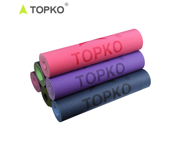 TOPKO OEM Custom Logo Fitness Exercise Anti Slip Non-slip Eco Friendly 6mm Thick Double Layer Blue Foldable TPE Yoga Mat - photo Nr. 1
