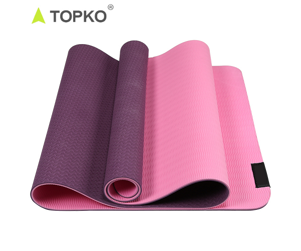 TOPKO OEM Custom Logo Fitness Exercise Anti Slip Non-slip Eco Friendly 6mm Thick Double Layer Blue Foldable TPE Yoga Mat - photo 2 - photo №1