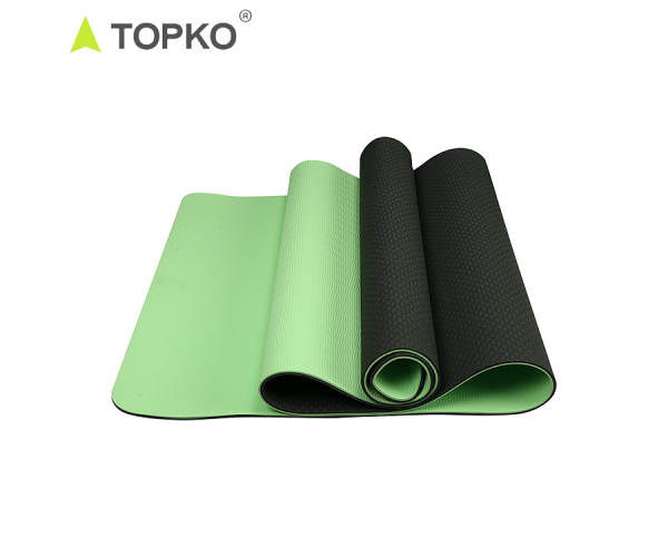 TOPKO OEM Custom Logo Fitness Exercise Anti Slip Non-slip Eco Friendly 6mm Thick Double Layer Blue Foldable TPE Yoga Mat - photo 5 - photo №1