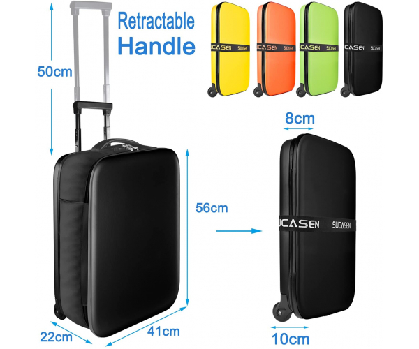 SUCASEN Faltbarer Trolley-Koffer aus hochwertigem PVC und PU-Leder, Gepäck 45 Liter, tragbar im Flugzeug, schwarz - foto 3 - photo №1