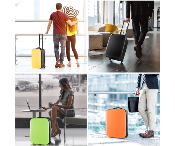 SUCASEN Foldable Trolley Suitcase Made of High Quality PVC and PU Leather, Luggage 45 Litres, Portable on the Aeroplane, black - photo 2 - photo №1