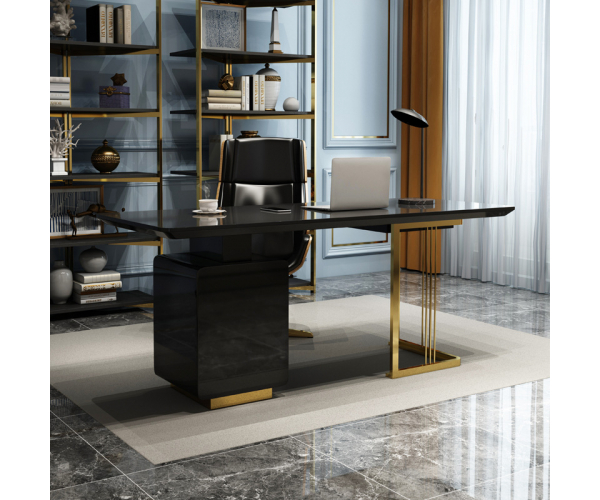 Wholesale home office furniture desks Modern light luxury stainless steel working desk - photo 5 - photo №1