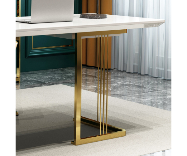 Wholesale home office furniture desks Modern light luxury stainless steel working desk - photo 2 - photo №1