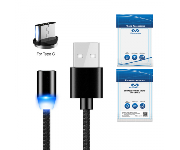 Magnet usb cable fast charging 2.4A usb type c LED charging cable phone accessories 3 in 1 magnetic usb cable - photo Nr. 1