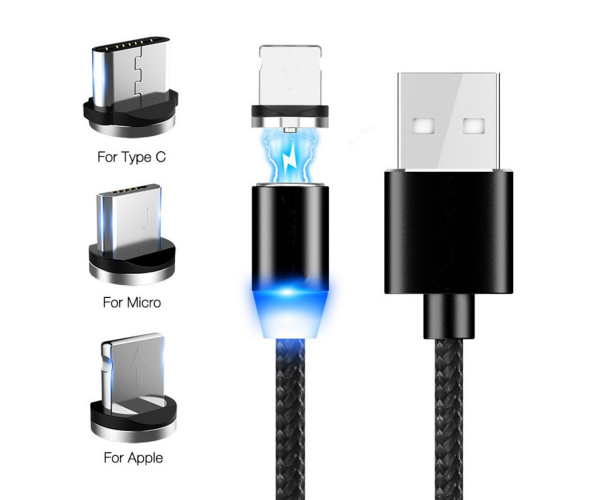 Magnet usb cable fast charging 2.4A usb type c LED charging cable phone accessories 3 in 1 magnetic usb cable - photo 4 - photo №1