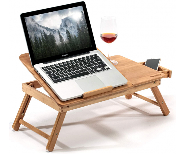 Amazon meistverkaufte Produkte Home Bambusholz Schreibtisch Tisch Tragbarer Klapp-Laptop-Schreibtisch Mit Getränkehalter Essensschale Für Bett - foto 1 - photo №1
