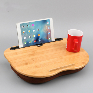 Versandfertige Laptop-Tisch-Schreibtischablage mit Bambus-Auflage mit Kissenpolster Anti-Rutsch-Stopper auf Sofa oder Bett - foto Nr. 1