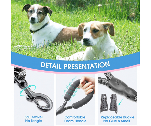 BAAPET 2/4/5/6 FT Strong Dog Leash with Comfortable Padded Handle and Highly Reflective Threads for Small Medium and Large Dogs - photo 3 - photo №1