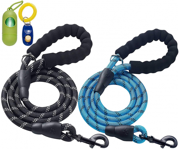 ladoogo 2 Pack 5 FT Heavy Duty Dog Leash with Comfortable Padded Handle Reflective Dog leashes for Medium Large Dogs - photo 2 - photo №1