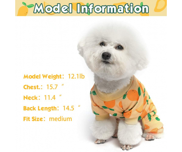 Soft Dog Pajamas - Adorable Dog Apparel Jumpsuit, Cute Pet Clothes Dog Pjs with Fruit Pattern, Fashionable Lightweight Puppy Jumpsuit for Small Medium Dog Wearing - Strawberry - photo 1 - photo №1