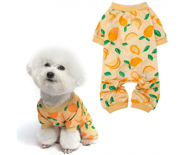 Soft Dog Pajamas - Adorable Dog Apparel Jumpsuit, Cute Pet Clothes Dog Pjs with Fruit Pattern, Fashionable Lightweight Puppy Jumpsuit for Small Medium Dog Wearing - Strawberry - photo 6 - photo №1