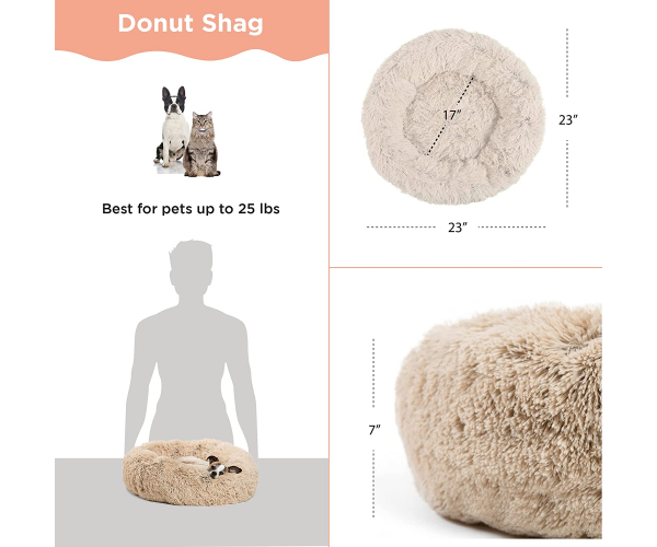 Best Friends by Sheri The Original Calming Donut Cat and Dog Bed in Shag or Lux Fur, Machine Washable, High Bolster, Multiple Sizes S-XL - photo 2 - photo №1