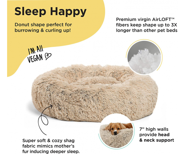 Best Friends by Sheri The Original Calming Donut Cat and Dog Bed in Shag or Lux Fur, Machine Washable, High Bolster, Multiple Sizes S-XL - photo 3 - photo №1