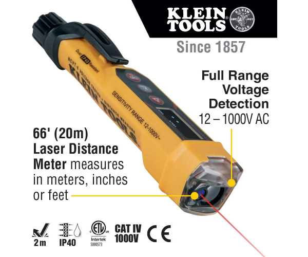 Klein Tools - NCVT6 NCVT-6 Voltage Tester, Non-Contact Dual Range Voltage Tester Pen with Integrated Laser Distance Meter - photo 4 - photo №1