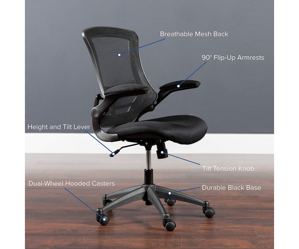 Flash Furniture High-Back Office Chair, Ergonomic Swivel Chair with Folding Armrests and Adjustable Headrest - photo Nr. 1