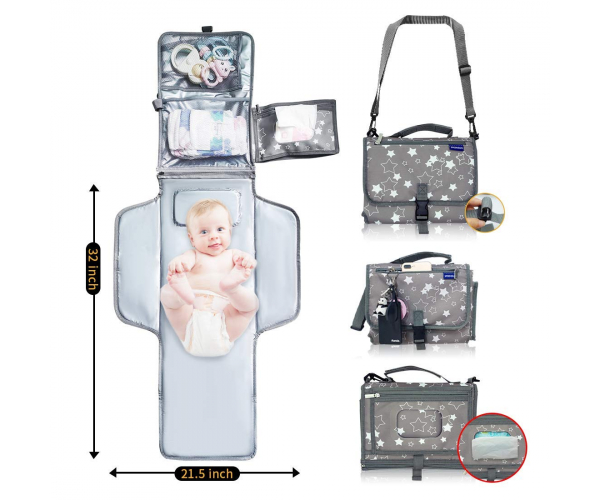 Portable Changing Pad for Boys and Girls Smart Wipes Pocket Lightweight Waterproof Travel Diaper Station Kit Cushioned Pad - photo Nr. 1