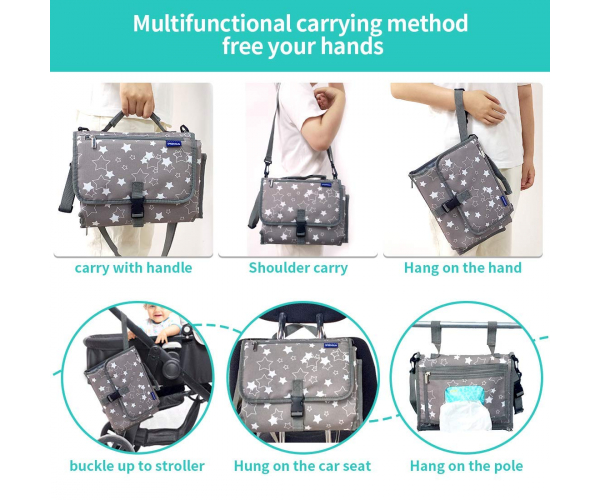 Portable Changing Pad for Boys and Girls Smart Wipes Pocket Lightweight Waterproof Travel Diaper Station Kit Cushioned Pad - photo 4 - photo №1