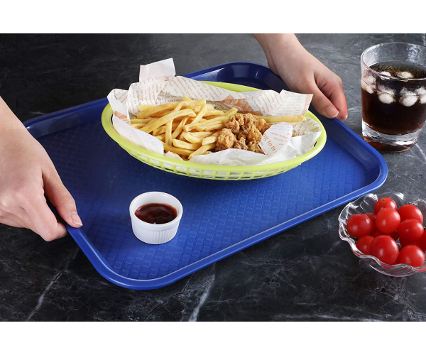 New Star Foodservice 24364 Blue Plastic Fast Food Tray, 10 by 14 Inch, Set of 12 - photo 5 - photo №1