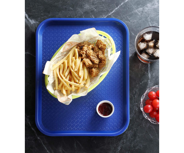 New Star Foodservice 24364 Blue Plastic Fast Food Tray, 10 by 14 Inch, Set of 12 - photo 1 - photo №1