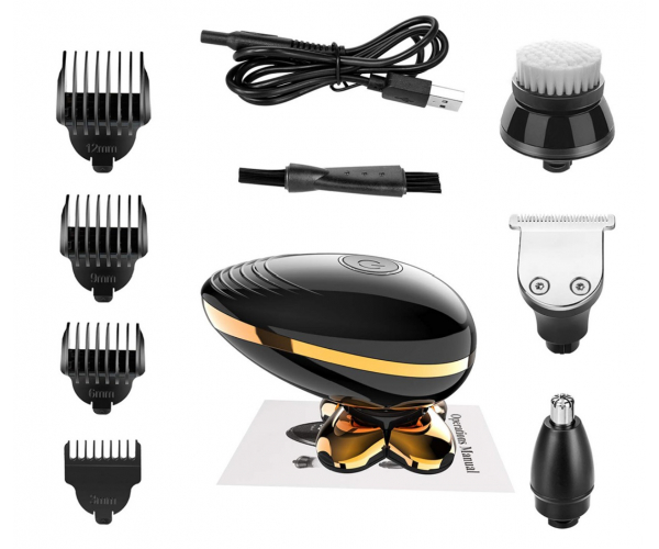 4 in 1 Amazon Hot Selling Face Hair Remover USB Groomer Wasserdichter Rotationsrasierer Bart Nase Haarschneider Elektrorasierer - foto 3 - photo №1